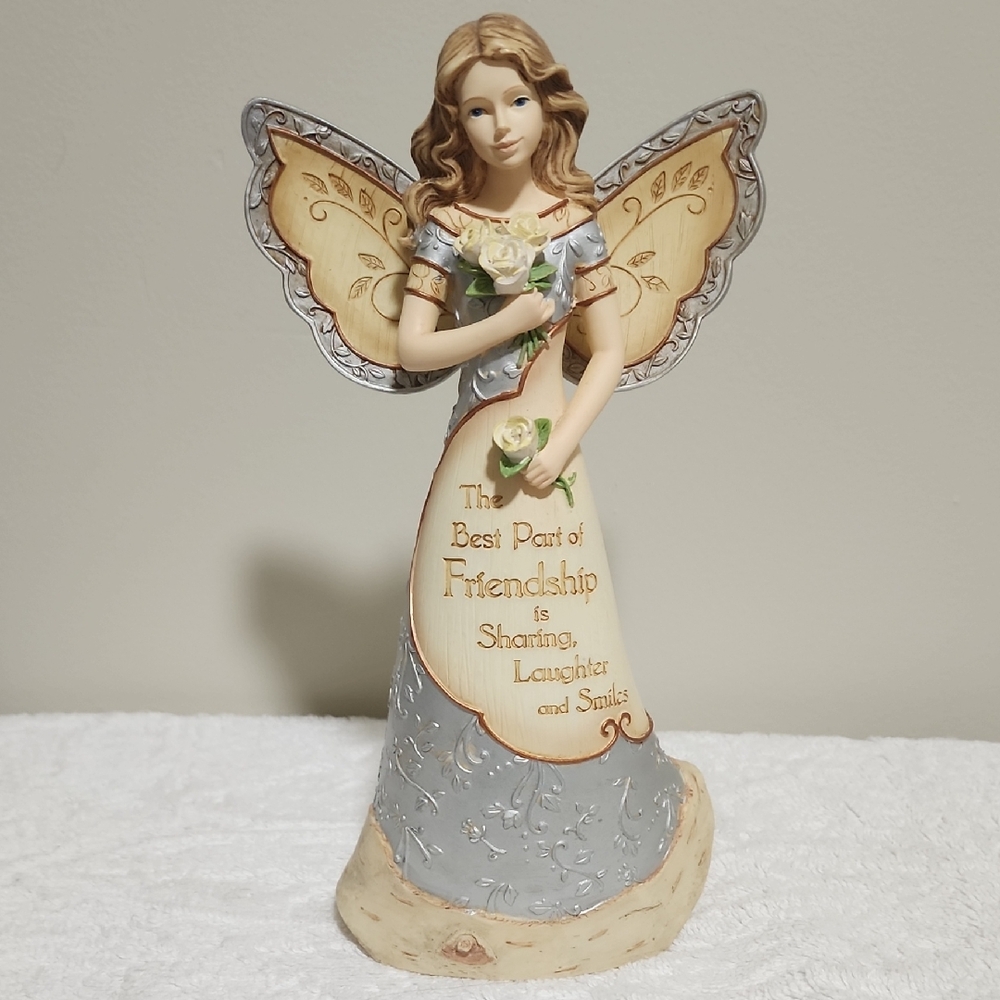 Elegant Angel Figurine with Floral Accents